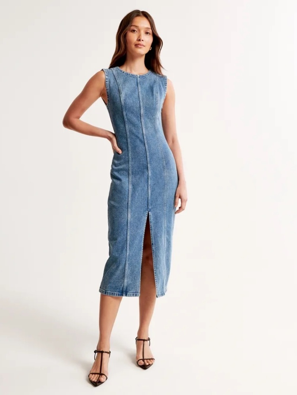 Abercrombie and fitch blue denim shell midi dress